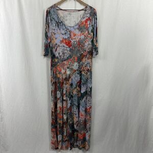 Soft Surroundings Nanette Watercolor Jersey Knit Maxi Dress Womens XL Artsy